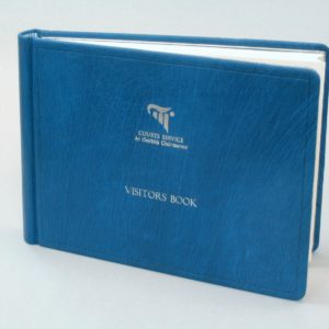 Visitors Book in blue Nigerian goatskin with palladium silver print